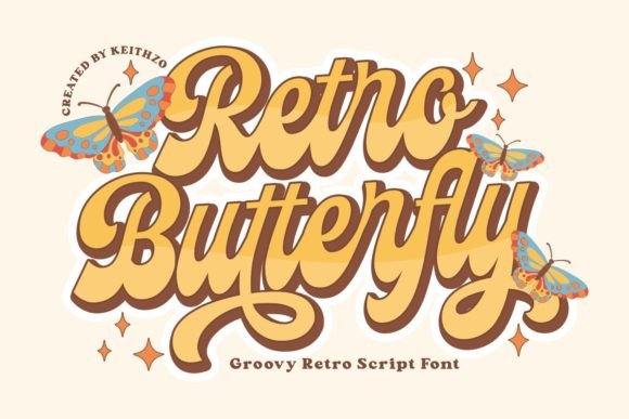Retro Butterfly Font – Groovy Script for Creative Projects